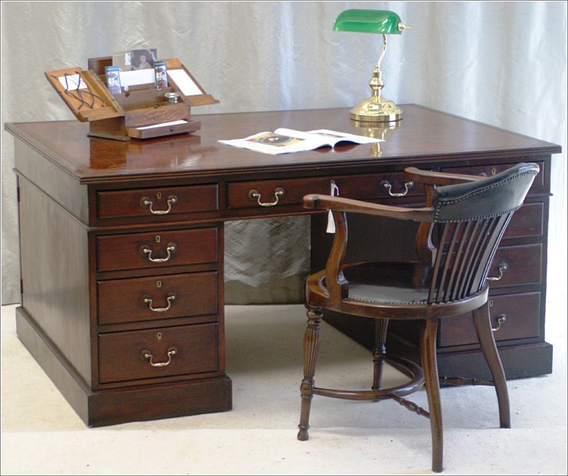 1038 Antique Victorian Mahogany Partners Desk (1)